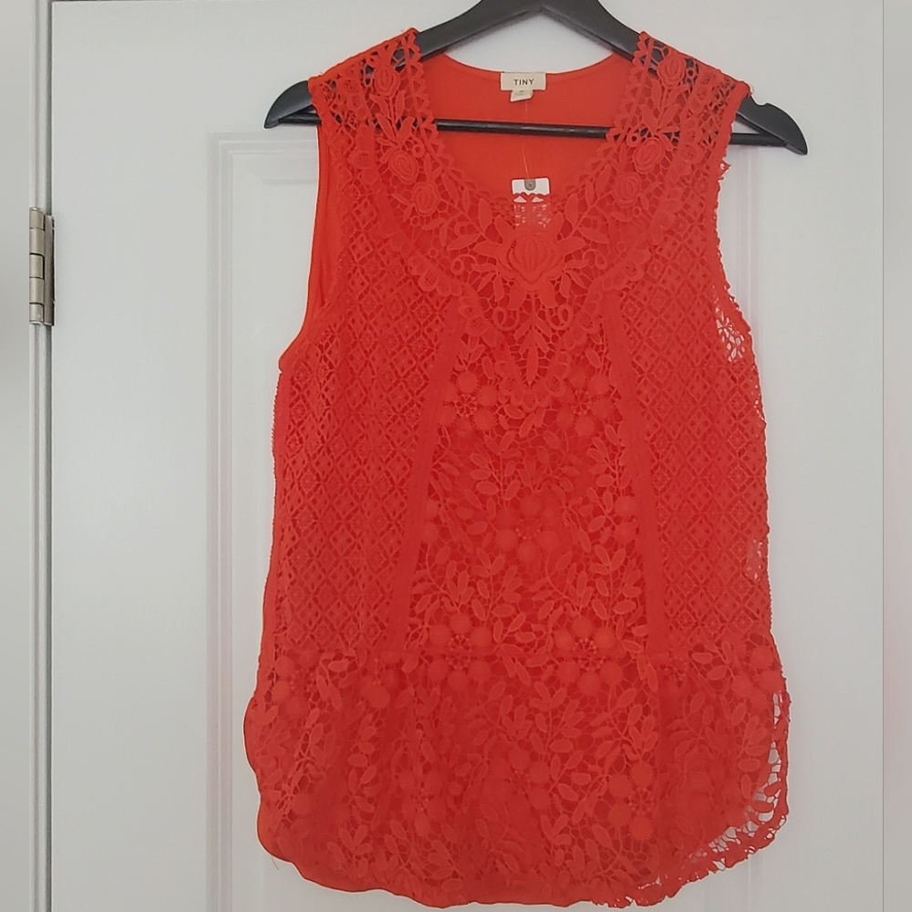 Tiny Anthropologie Red Lace Tank NWT